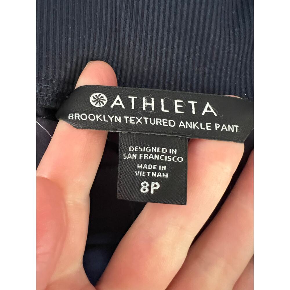 Athleta Brooklyn Textured Ankle Pant Blue WIndowpane Pattern Check Women's 8P - Picture 5 of 14